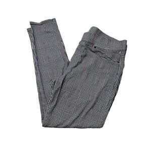Seven 7 Womens L Black, White & Red Academic Plaid Elastic Pull On Dress Pants